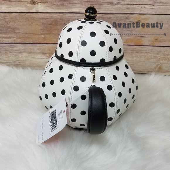 Kate Spade New Teapot Tea Party Polka Dots Black White Kettle Alice Wonderland - Picture 7 of 14